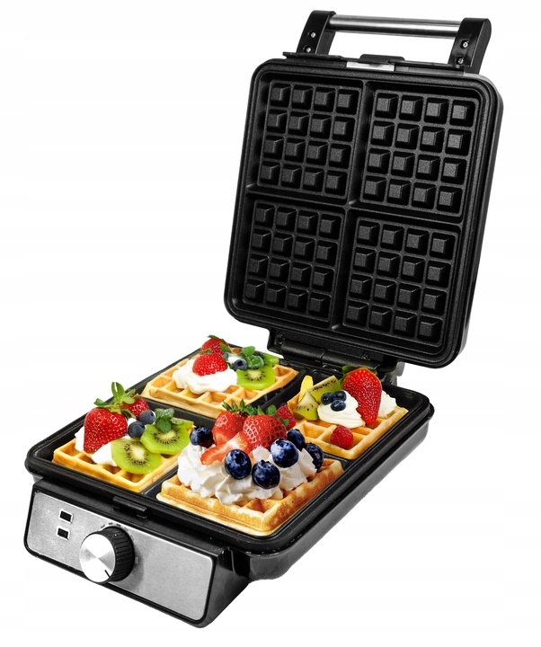 MOCNA GOFROWNICA 4 CHRUPIĄCE GOFRY REGULACJA TEMPERATURY TERMOSTAT 1500W