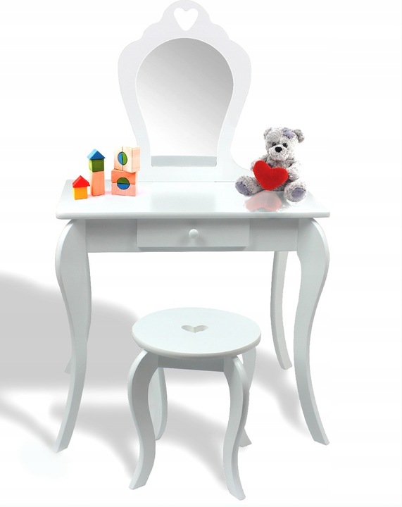 TOALETKA KOSMETYCZNA DLA DZIEWCZYNKI DO MAKIJAŻU Z LUSTREM TABORETEM