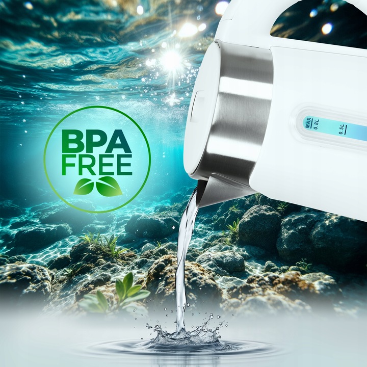 CZAJNIK ELEKTRYCZNY BEZPRZEWODOWY 0,8L BIAŁY MAŁY TURYSTYCZNY 1000 W