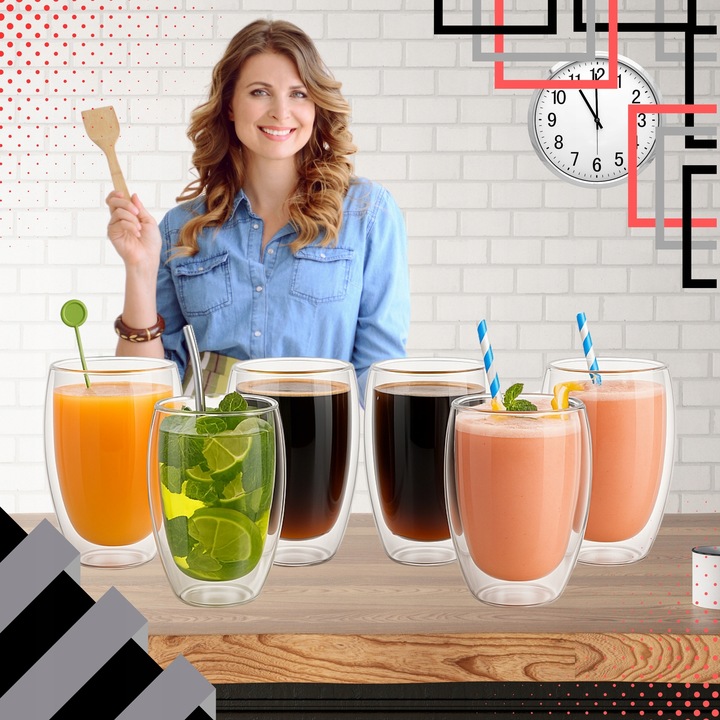 SZKLANKI DO KAWY LATTE HERBATY 350ml TERMICZNE Z PODWÓJNYM DNEM ZESTAW