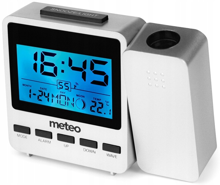 ZEGAR Z PROJEKTOREM TERMOMETR BUDZIK STACJA POGODY DCF