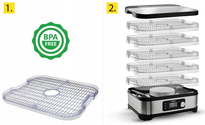 DUŻA Suszarka do Grzybów Owoców Warzyw Yoer INOX +Termoobieg 450W +Timer