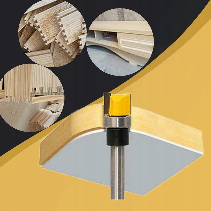 FREZ PROSTY KOPIUJĄCY Z ŁOŻYSKIEM DO DREWNA TRZPIEŃ 8 MM 4 SZT