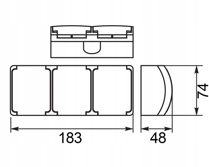 GNIAZDKO POTRÓJNE HERMETYCZNE NATYNKOWE Z KLAPKĄ BRYZGOSZCZELNE DYMNE