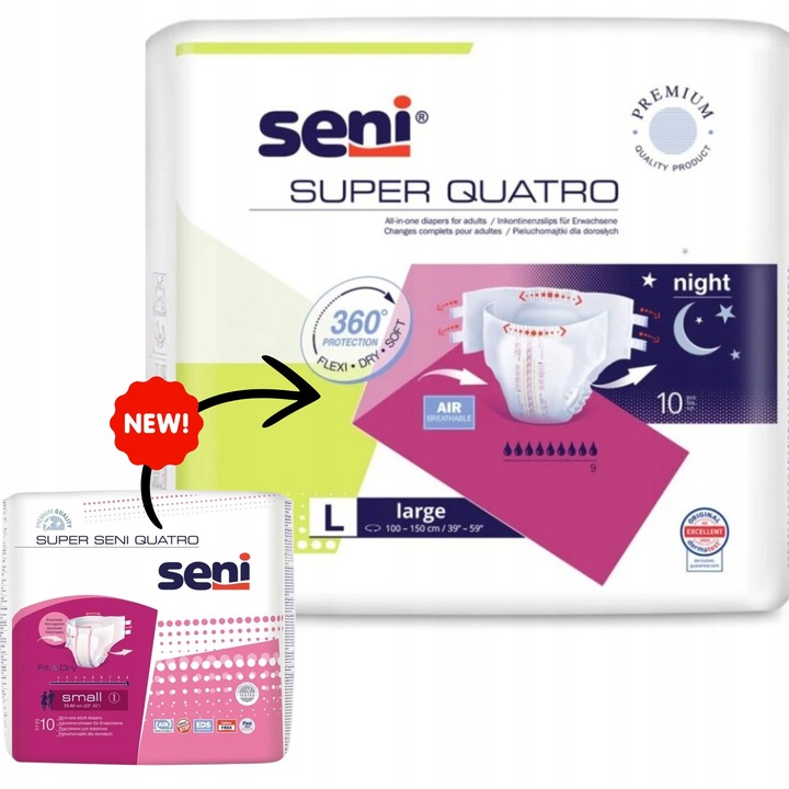 Super Seni Quatro pieluchy dla dorosłych rzepy L
