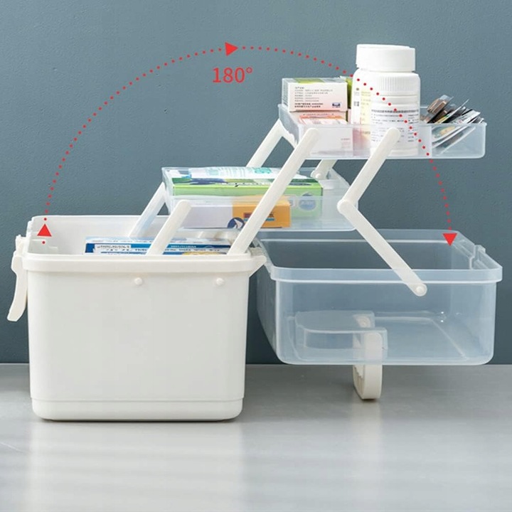 ORGANIZER POJEMNIK NA LEKI TABLETKI DUŻA ROZKŁADANA APTECZKA XXL PUDEŁKO