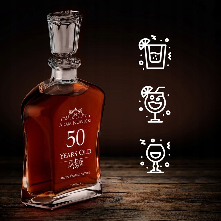 Karafka z Grawerem ze Szklankami Prezent dla Faceta Niego na 50 Urodziny