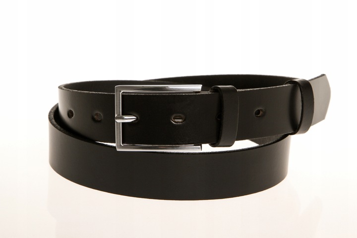 PASEK SKÓRZANY MĘSKI DO SPODNI CASUAL 120 KLASYCZNY CZARNY SKÓRA