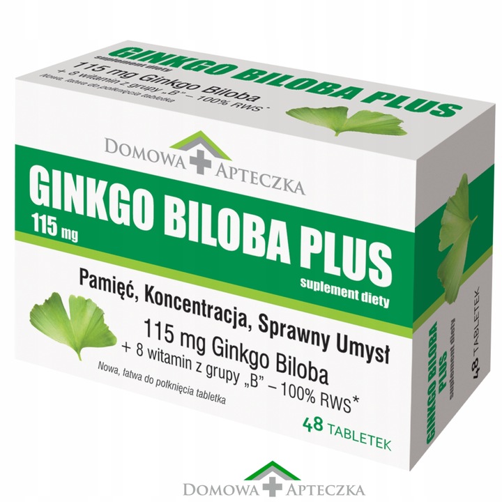 Ginkgo Biloba Complex 8 WITAMIN Witamina B6 B12 48 TABLETEK Pamięć