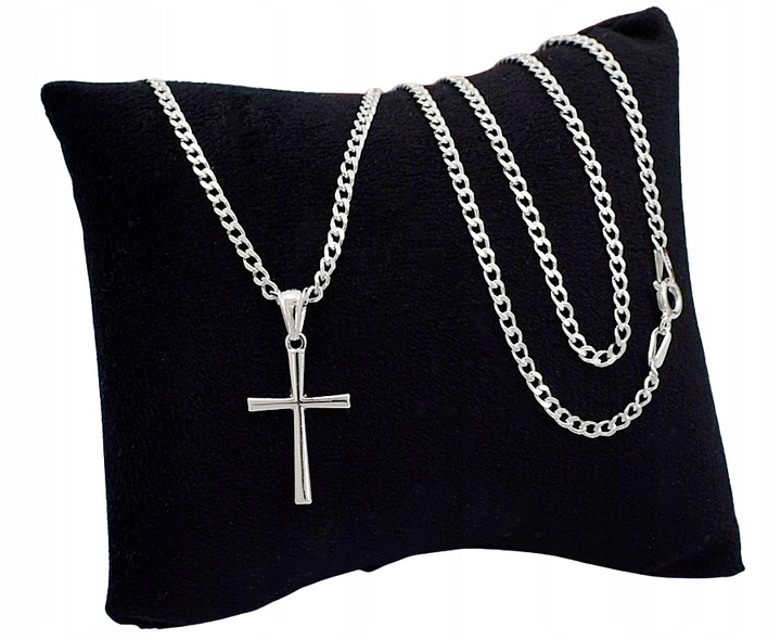 Łańcuszek Srebrny Pancerka z Krzyżykiem na Komunię Chrzest, Grawer Gratis