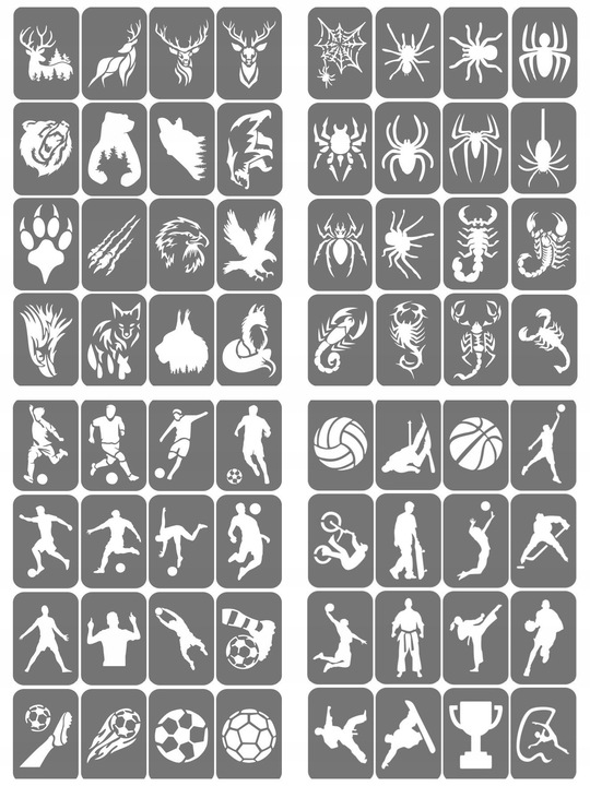 Szablony do tatuaży brokatowych, Tatuaże brokatowe - mix 50 sztuk