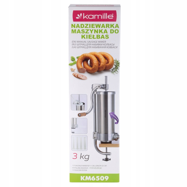 NADZIEWARKA DO KIEŁBASY PIONOWA 3 kg MASZYNKA DO KIEŁBAS SZPRYCA KAMILLE