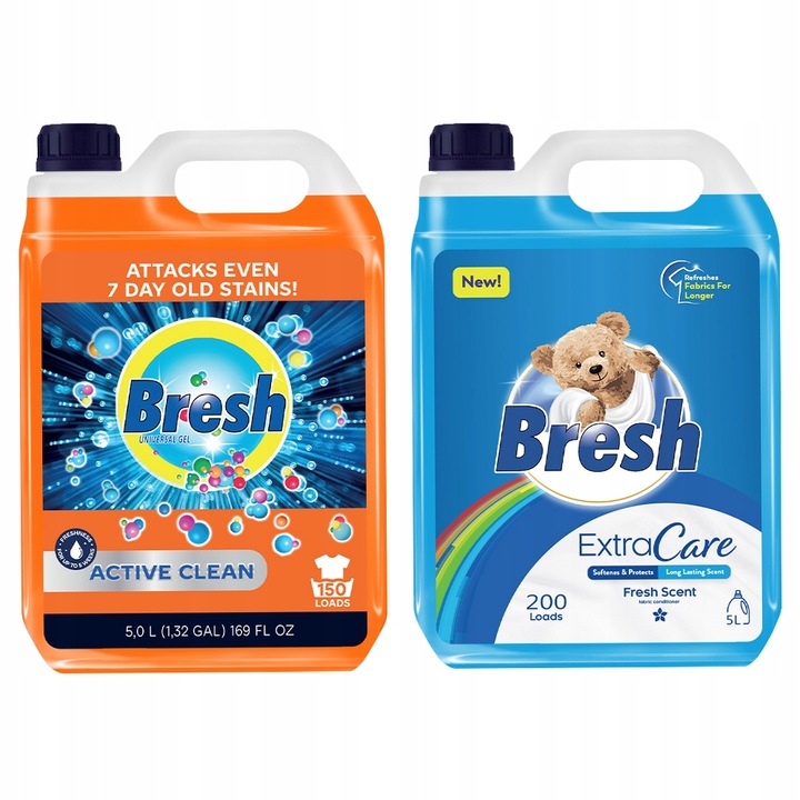 BRESH UNIWERSALNY PŁYN ŻEL DO PRANIA 5L PŁYN DO PŁUKANIA 5L - 350 PRAŃ