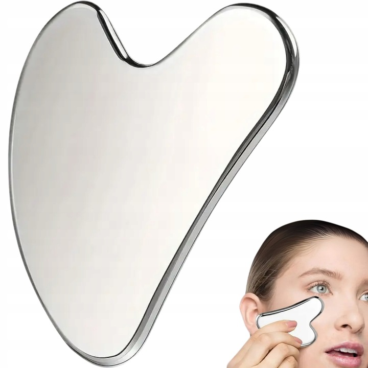 GUA SHA MASAŻER DO TWARZY PŁYTKA DO MASAŻU METAL STAL CHIRURGICZNA