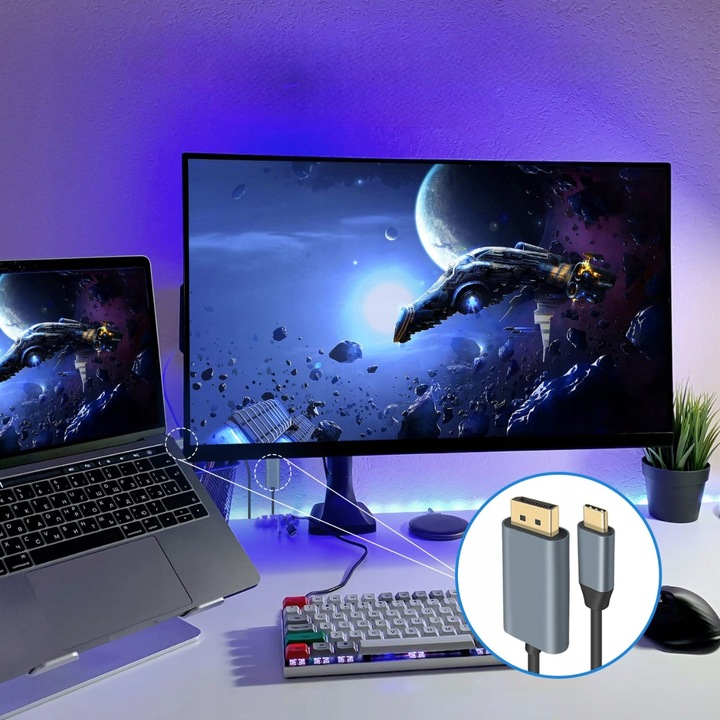 KABEL PRZEWÓD ADAPTER PRZEJŚCIÓWKA USB-C 3.1 TYP C DO HDMI 4K MHL 200cm 2M