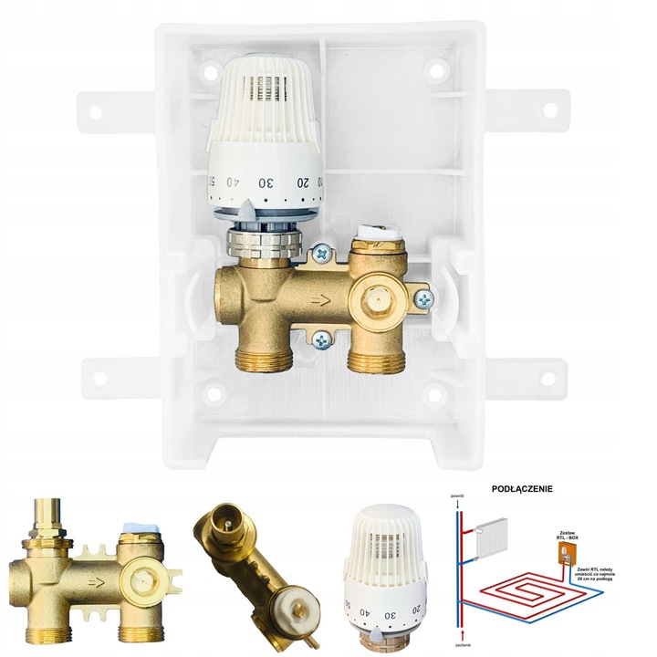 X-HOME OGRANICZNIK RTL 3/4 ZAWÓR do PODŁOGÓWKI PODTYNKOWY GŁOWICA RTL