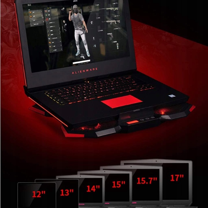 PODSTAWKA CHŁODZĄCA POD LAPTOPA Z WYŚWIETLACZEM LED REGULACJA 9-17" MOCNA