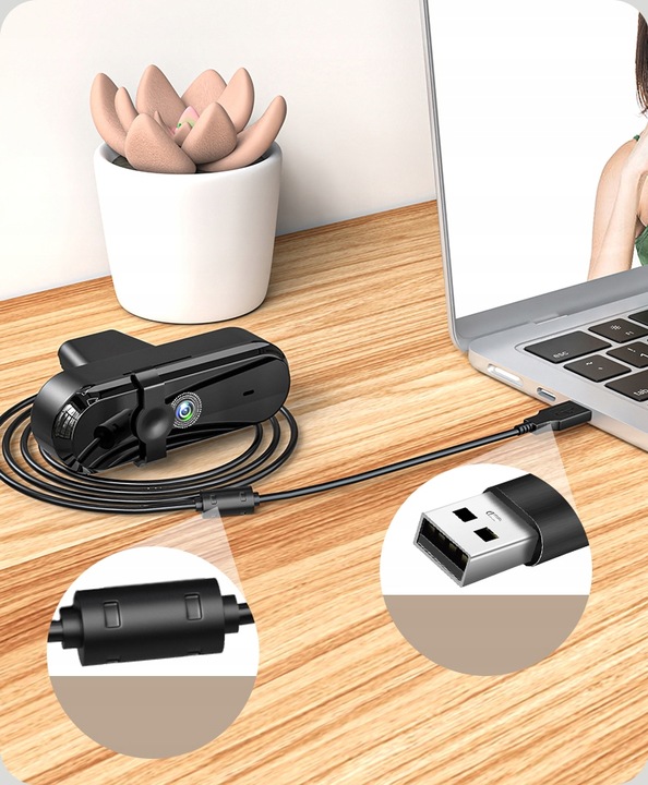 Kamera Internetowa z Mikrofonem do Komputera USB 3.0 Zaślepka Full HD 1080p