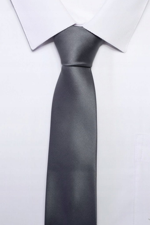 Krawat klasyczny popielaty półmatowy satynowy