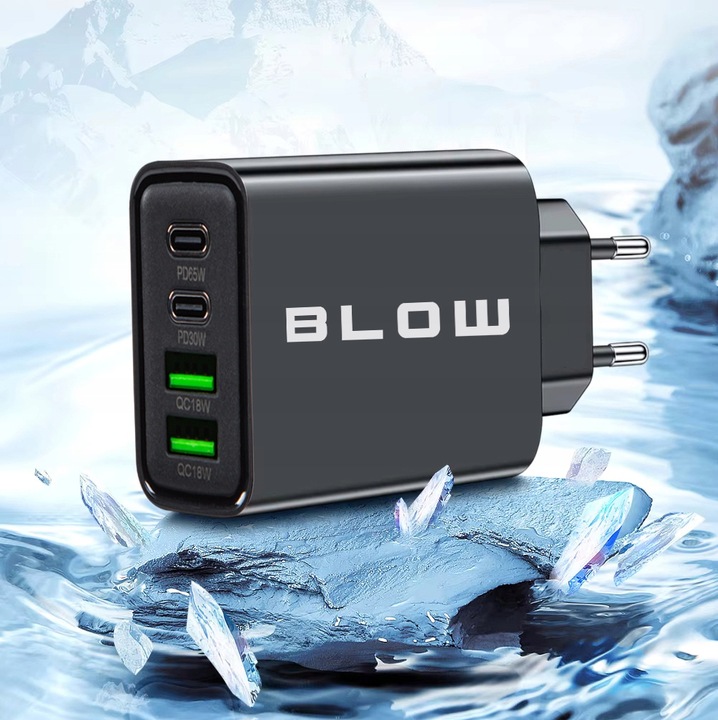 SZYBKA ŁADOWARKA SIECIOWA GNIAZDO 2x USB 2x USB-C QC 3.0 PD 65W UNIWERSALNA