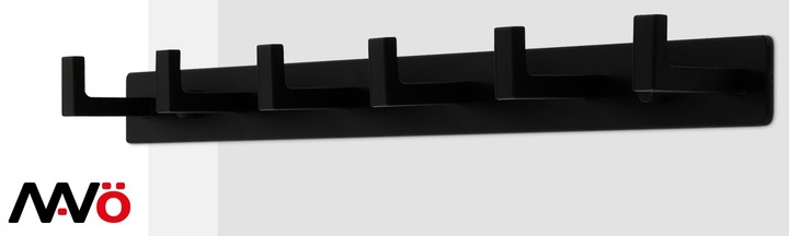 WIESZAK NA UBRANIA DO PRZEDPOKOJU ŚCIENNY CZARNY LOFT LISTWA Z 6