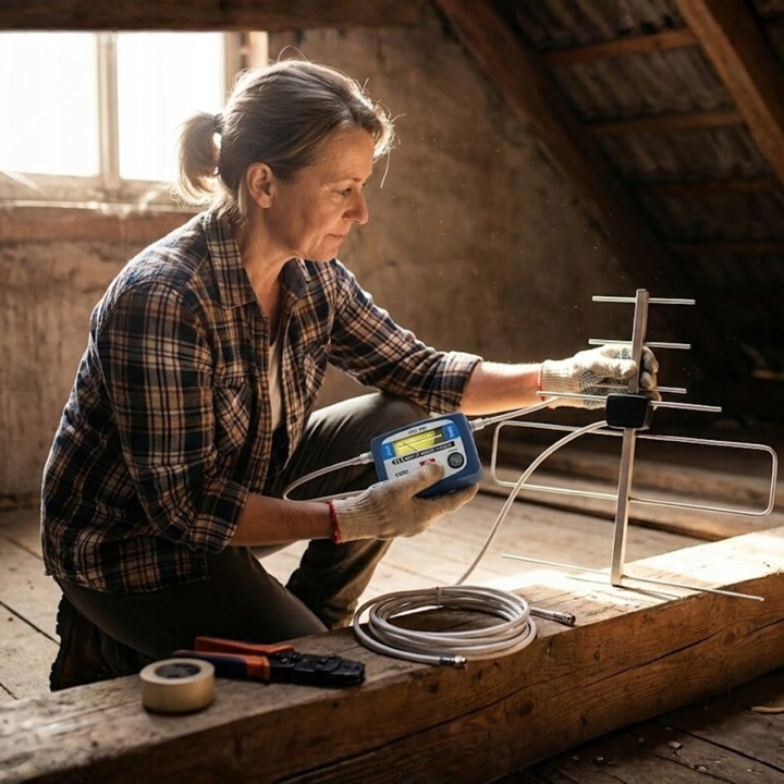 MIERNIK SYGNAŁU DVB T2 RED EAGLE ANT300 Z KOMPASEM PODŚWIETLENIE ETUI