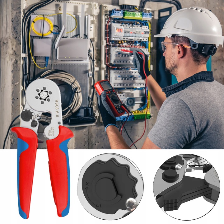 ZACISKARKA PRASKA do tulejek kablowych SZEŚCIOKĄTNA kabli konektorów