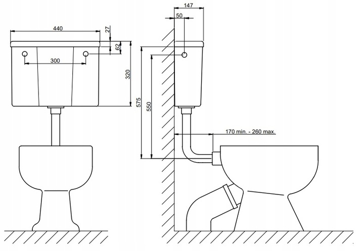 SPŁUCZKA KLAWISZ do WC DOLNOPŁUK START STOP