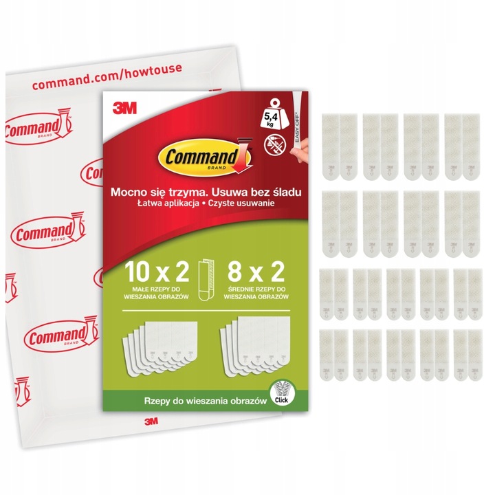 Command rzepy samoprzylepne do wieszania obrazów do 5,4 kg 36 szt. (18