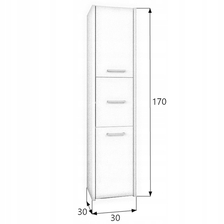 SZAFKA ŁAZIENKOWA REGAŁ SŁUPEK 30cm 3 DRZWI BIAŁA