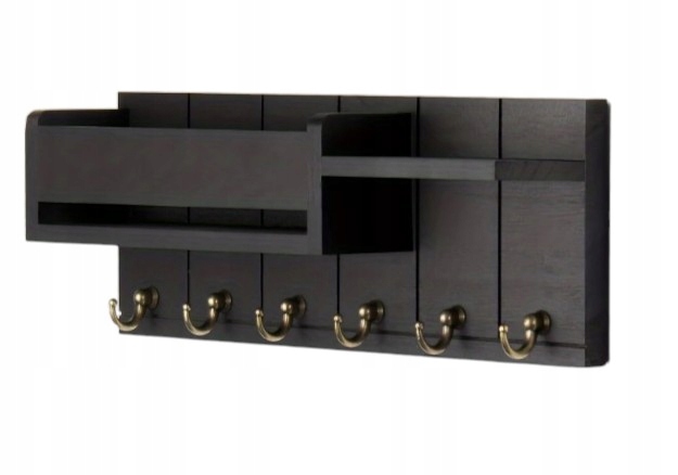 DREWNIANY WIESZAK ŚCIENNY NA UBRANIA KLUCZE DO PRZEDPOKOJU PÓŁKA