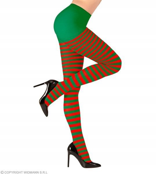 RAJSTOPY ELFA ELFKI W ZIELONO-CZERWONE PASKI M