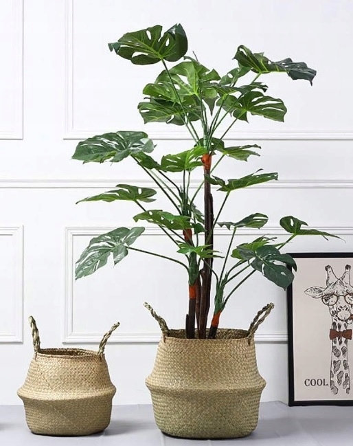 DUŻY KOSZ Z TRAWY MORSKIEJ PLECIONY WIKLINOWY OSŁONKA NA DONICĘ DO