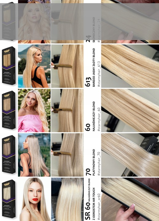 Włosy doczepiane naturalne CLIP-IN 50-55cm 3 taśmy