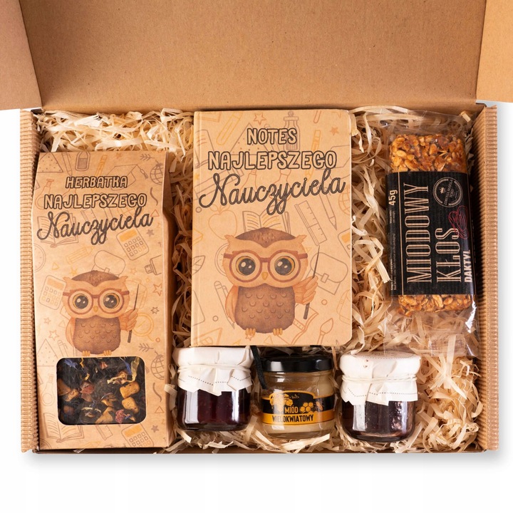 PREZENT NA DZIEŃ NAUCZYCIELA ZESTAW PREZENTOWY GOTOWY W PUDEŁKU Z NADRUKIEM