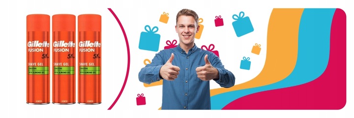 Gillette Fusion 5 Sensitive Żel Do Golenia 200 ml x3