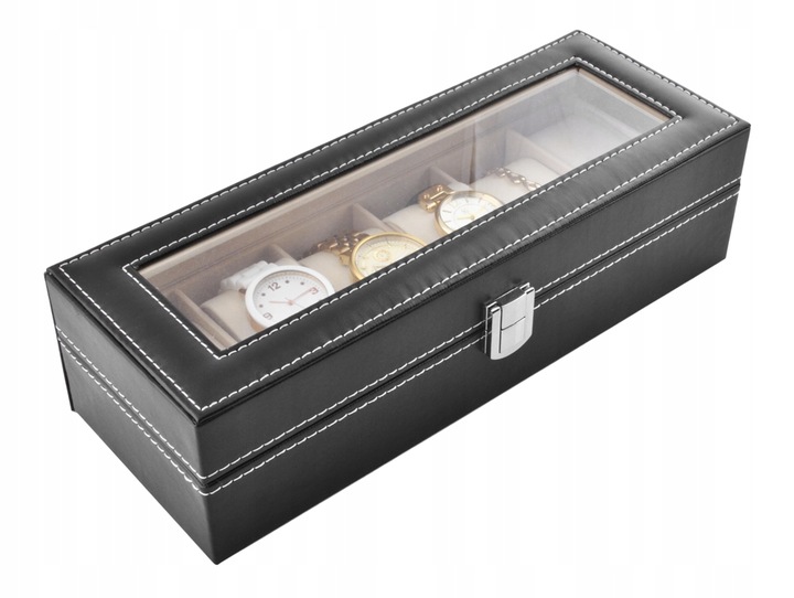 Pudełko na Zegarki Etui Organizer na 6 Zegarków Elegancka Szkatułka Prezent