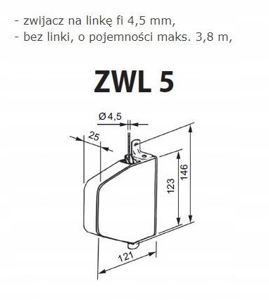 Sznurek linka biała 5mb do rolety zewnętrznej + zwijacz Aluprof