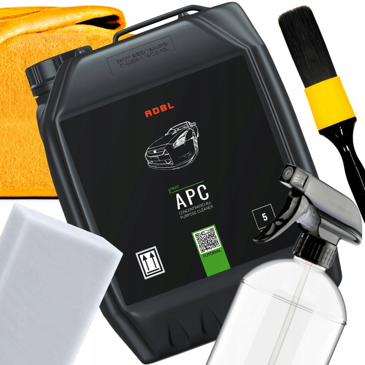 ADBL APC Mocny Uniwersalny Środek Czyszczący Zestaw Akcesoria Mikrofibra 5L