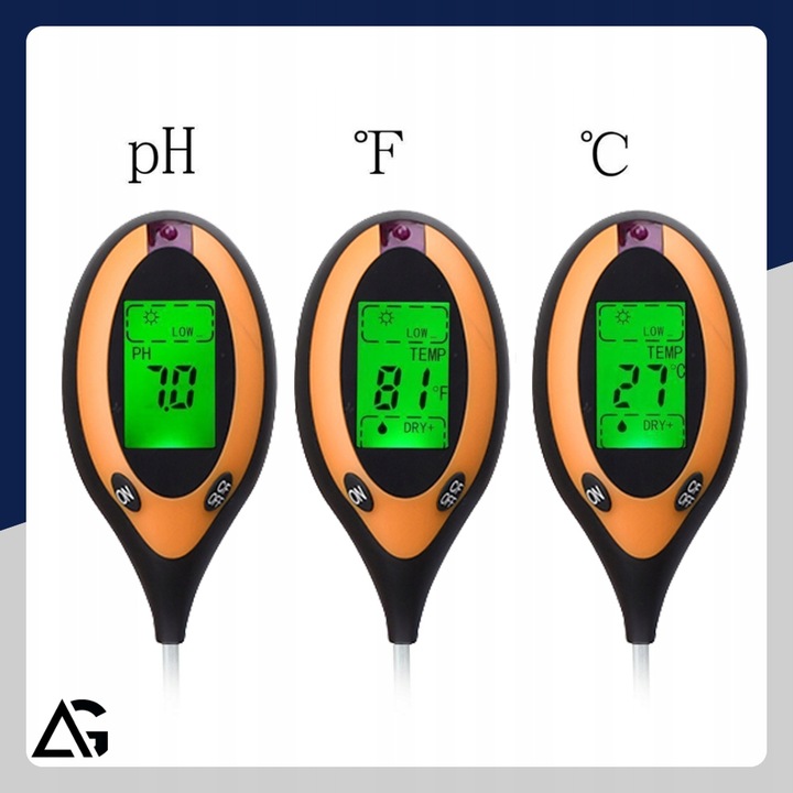 KWASOMIERZ GLEBOWY TESTER PH GLEBY PODŁOŻA ZIEMI MIERNIK WILGOTNOŚCI