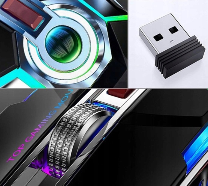 PROFESJONALNA CICHA MYSZ GAMINGOWA PODŚWIETLANA