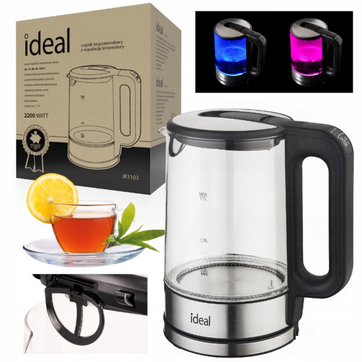 Czajnik elektryczny Ideal IK1103 2200 W 1,7 l czarny