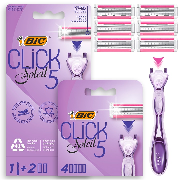 BIC CLICK SOLEIL 5 ZESTAW MASZYNKA DO GOLENIA DLA KOBIET + 6 WKŁADÓW OSTRZY