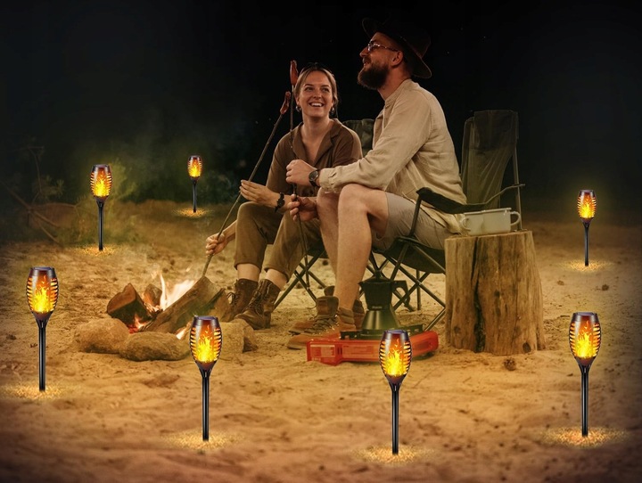 LAMPA SOLARNA POCHODNIA LAMPKI SOLARNE DO OGRODU OGRODOWE LED 4 SZTUKI