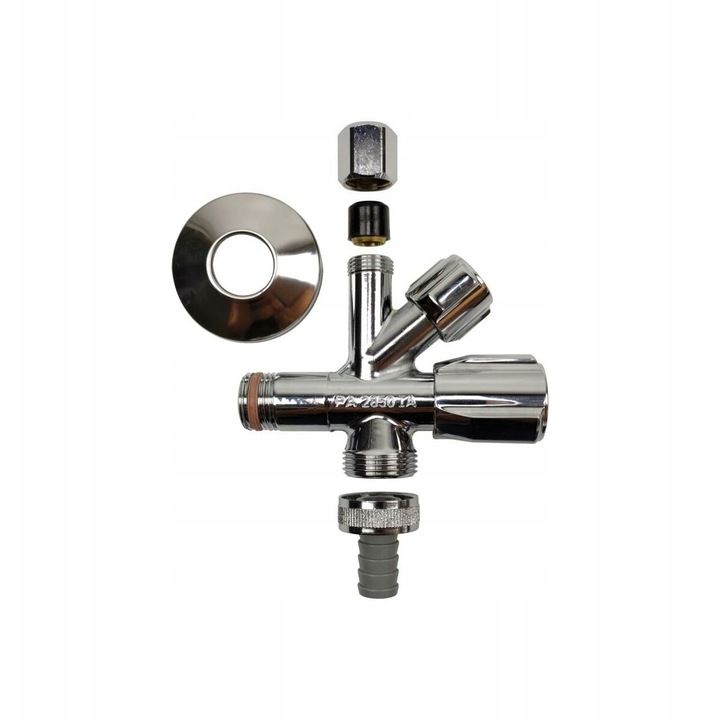 ZAWÓR KĄTOWY KOMBINOWANY 1/2"x3/4"x3/8 ZMYWARKA PRALKA KRAN BATERIA SCHELL