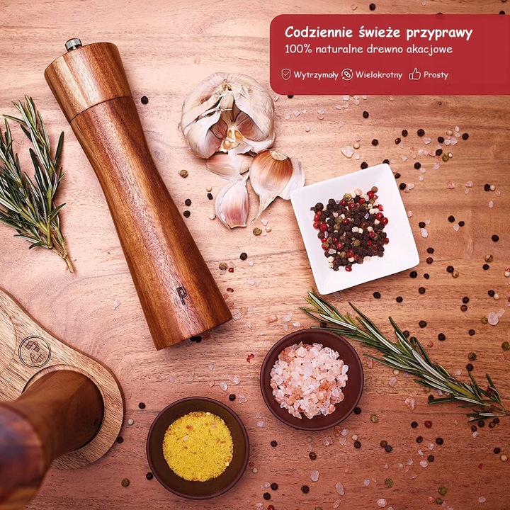 2×Ręczny Młynek Do Soli I Pieprzu zestaw z podstawką