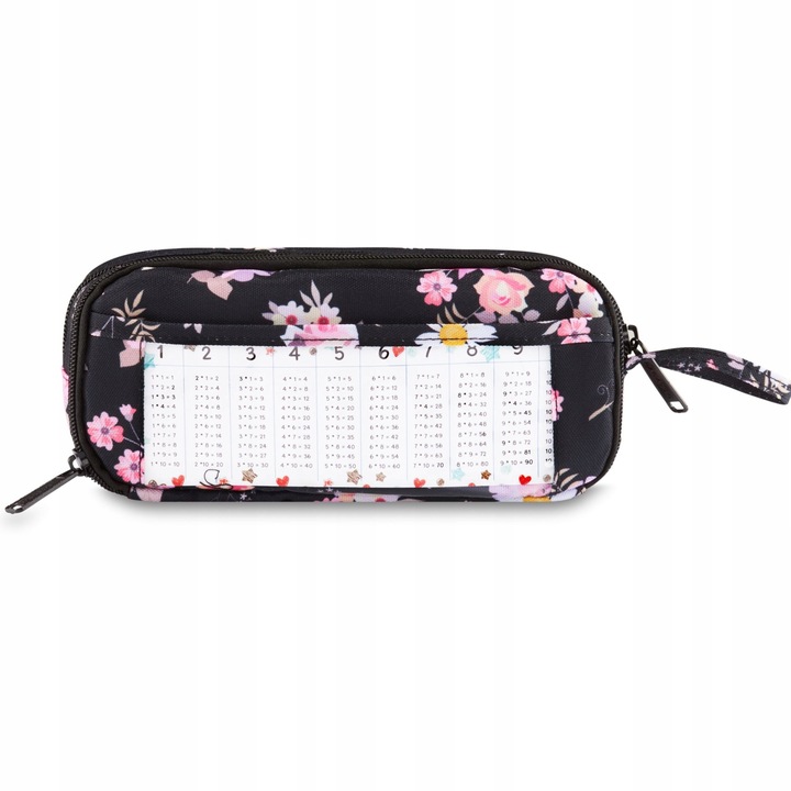 Piórnik szkolny trzykomorowy w kwiaty duży saszetka do szkoły ZAGATTO
