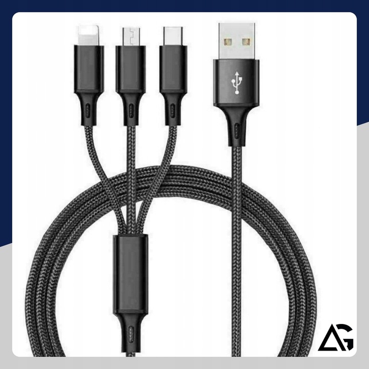 SZYBKA ŁADOWARKA DO TELEFONU KOSTKA 4X USB SZYBKIE ŁADOWANIE I KABEL 3W1
