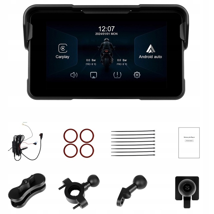 TABLET STACJA MOTOCYKLOWA MULTIMEDIALNA NAWIGACJA CARPLAY ANDROID AUTO