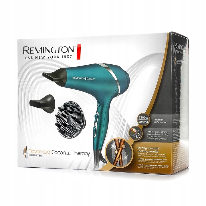 SUSZARKA DO WŁOSÓW REMINGTON Z JONIZACJĄ UV + DYFUZOR SENSOR SILNIK